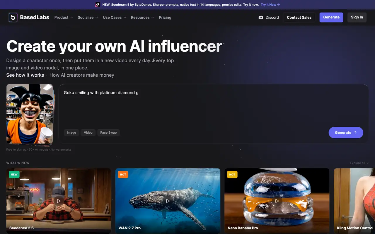 Page d'accueil du site BasedLabs AI