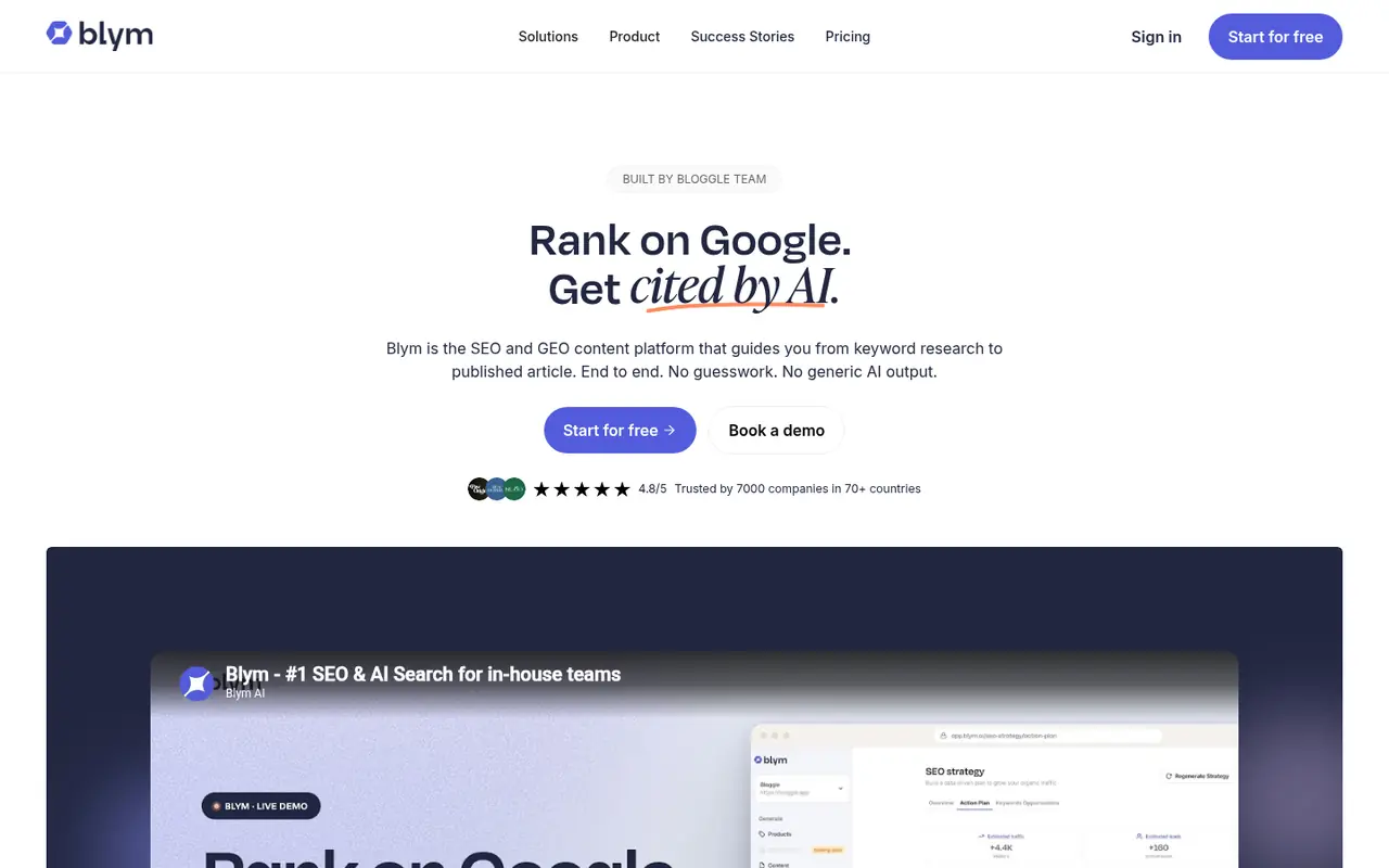 Page d'accueil du site Blym