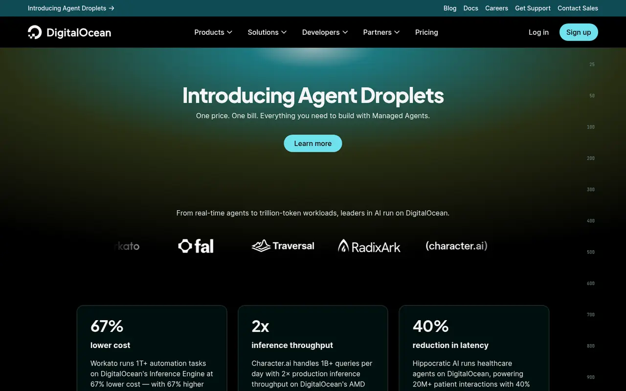 Page d'accueil du site DigitalOcean