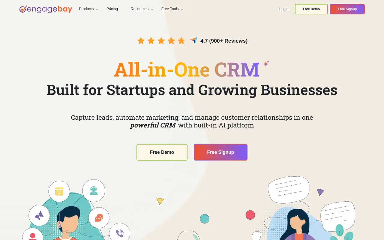 Page d'accueil du site EngageBay