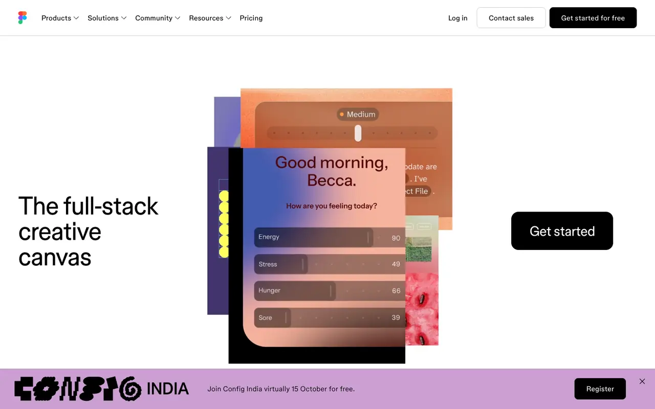Page d'accueil du site Figma