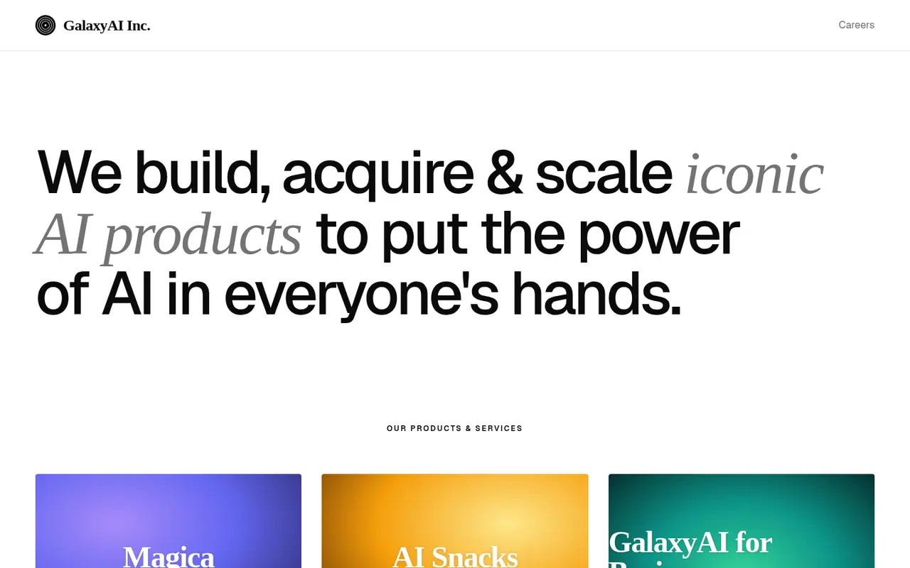 Page d'accueil du site Galaxy.ai