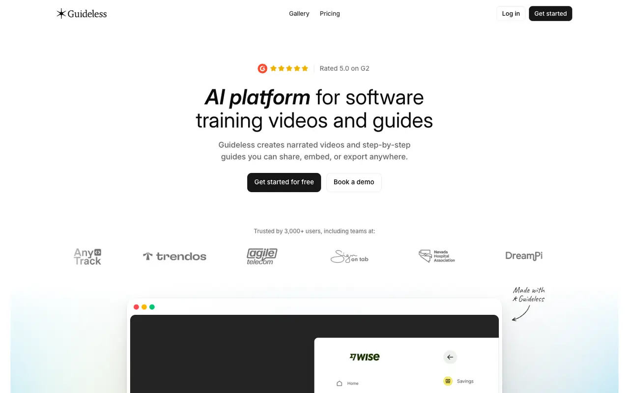 Page d'accueil du site Guideless