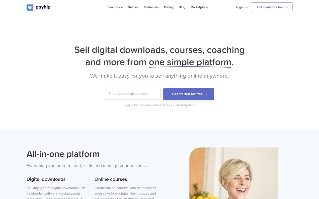 Page d'accueil du site Payhip