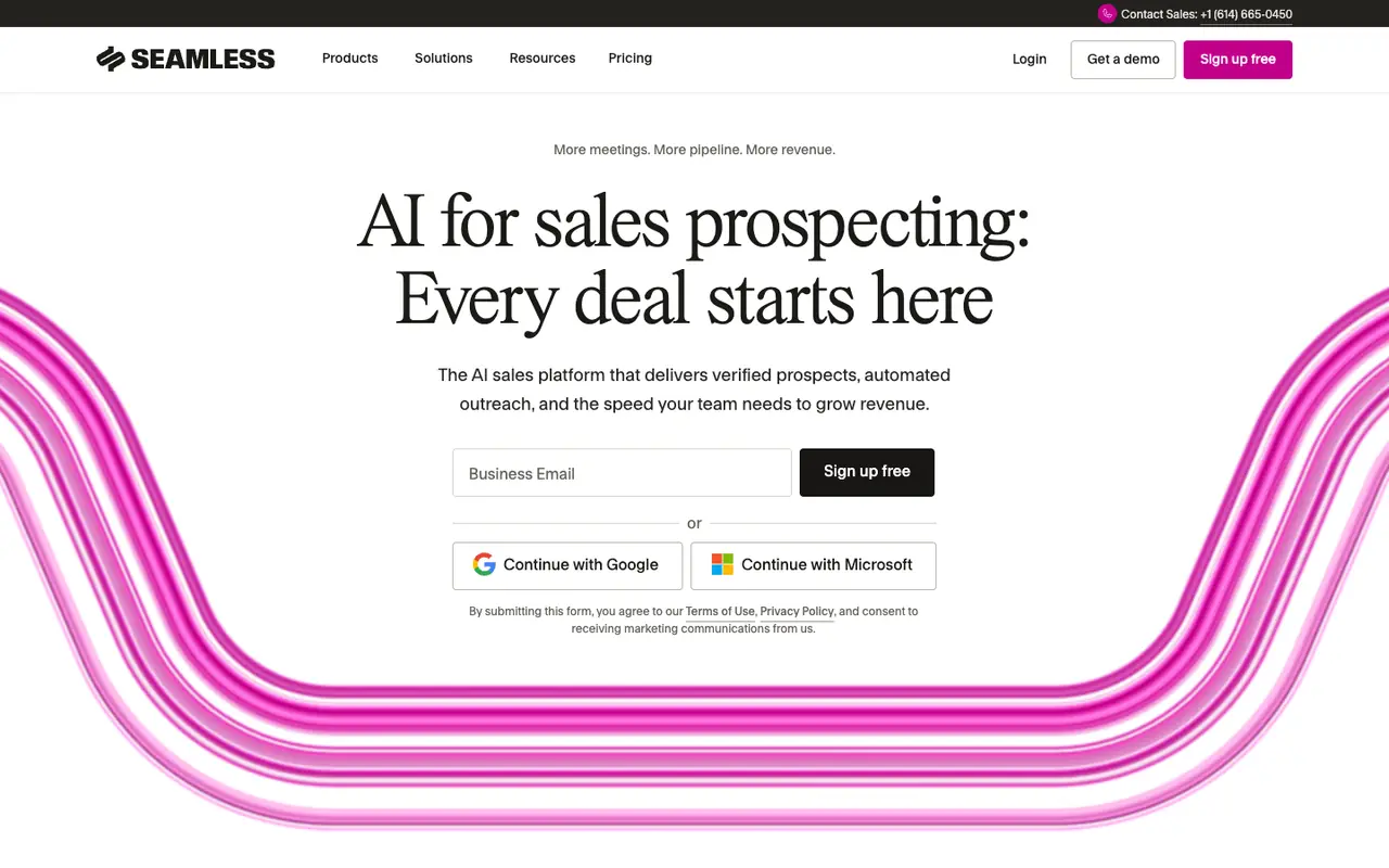 Page d'accueil du site Seamless.AI