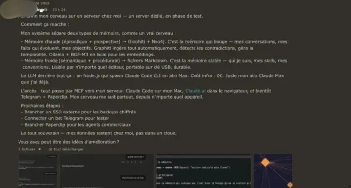 Partage anonymisé d’un membre du LABO IA sur son système de mémoire IA personnel