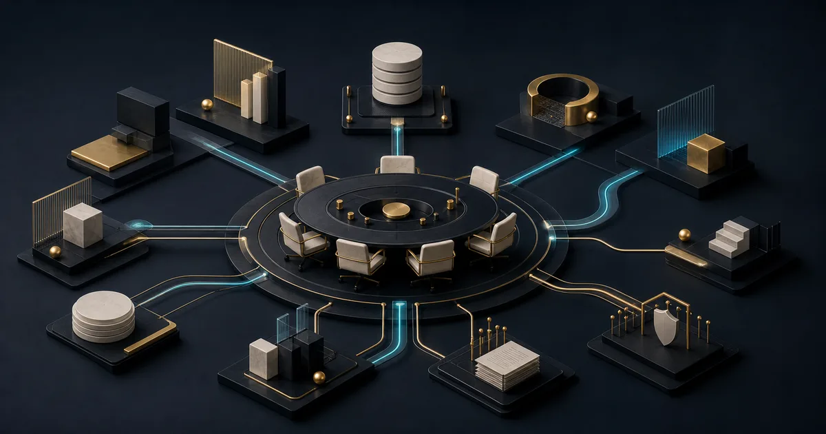 Table centrale coordonnant les outils, données, risques et responsabilités d’une stack IA
