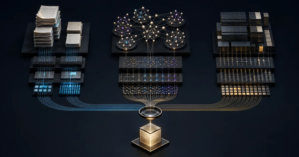 Comparaison visuelle entre documents RAG, graphe de connaissances et tables relationnelles